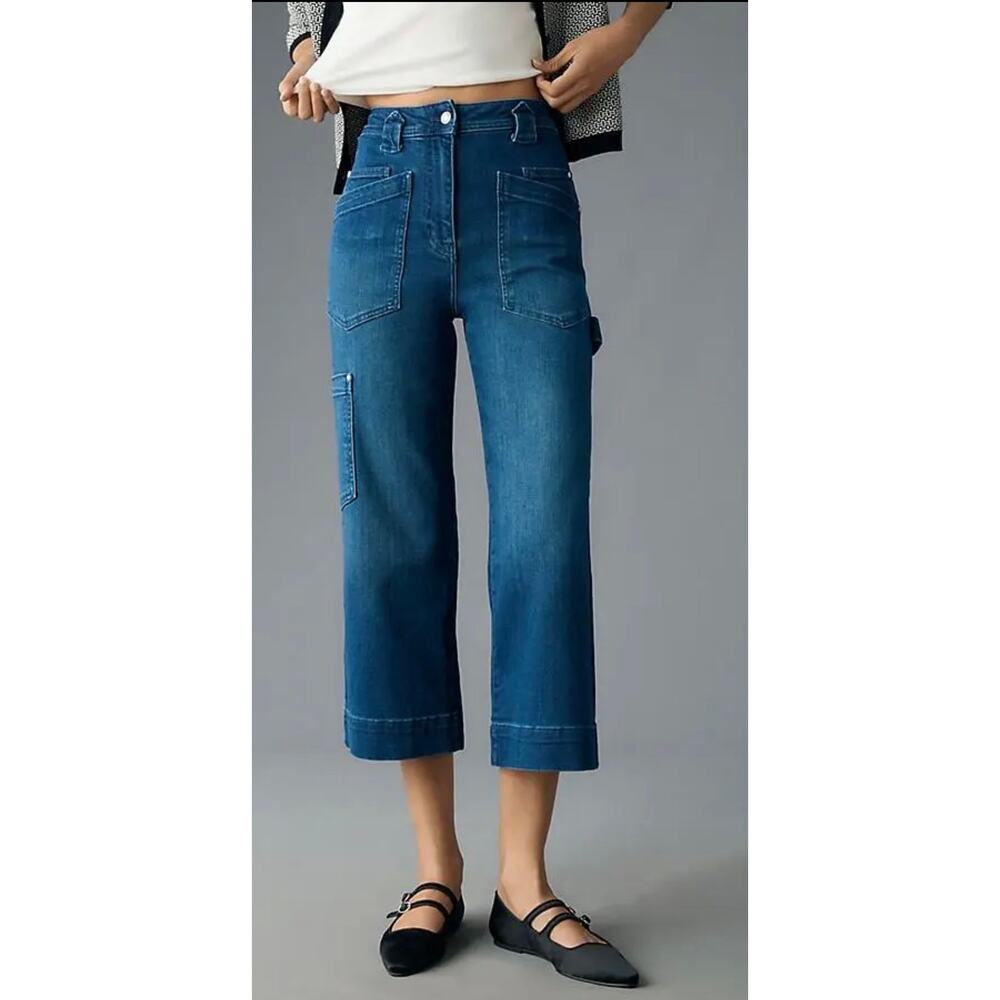 Anthropologie Maeve Carpenter High-Rise Crop Jeans Denim Dark Size 25 - Picture 4 of 11
